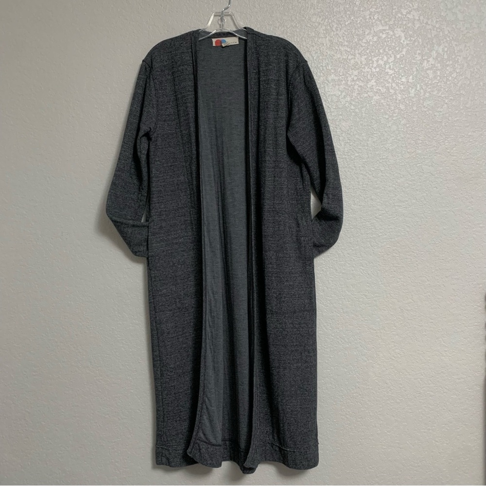 Free People Beach Long Cardigan Womens M Bi-Coastal Open Duster Pockets Gray